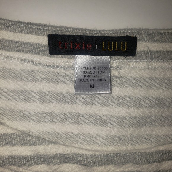 TRIXIE + LULU Gray and White Nautical Striped Dress Size Medium - Picture 3 of 5